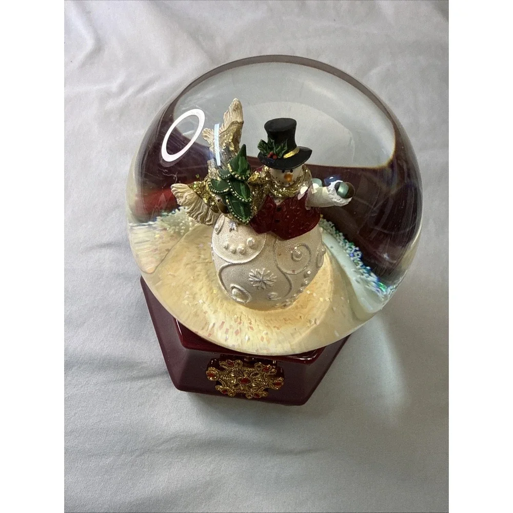 Vintage The San Francisco Music Box Co. Jeweled Snowman Waterglobe